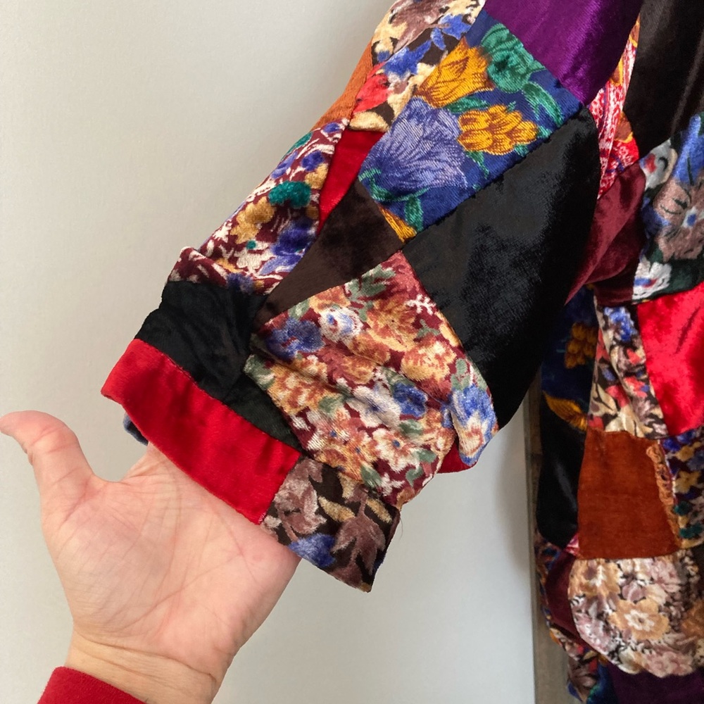 Granny Square Patchwork Velvet Oversized Jacket A… - image 4